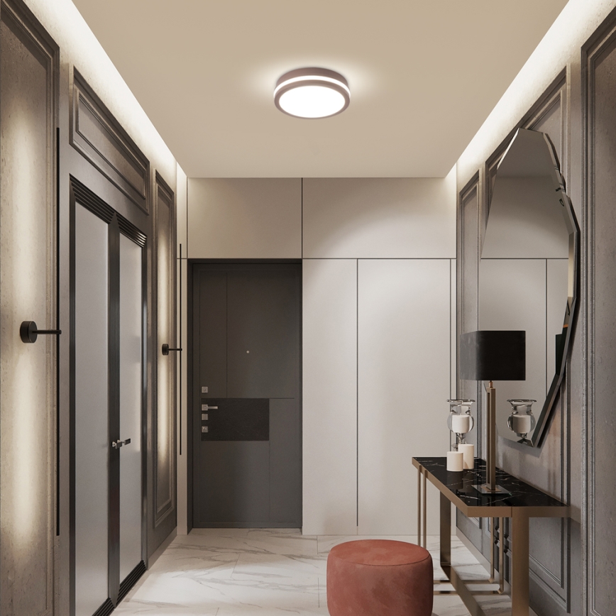 Brilagi - LED Outdoor Ceiling Light with Sensor BENE LED/18W/230V Ø 21.5 cm Brown IP54