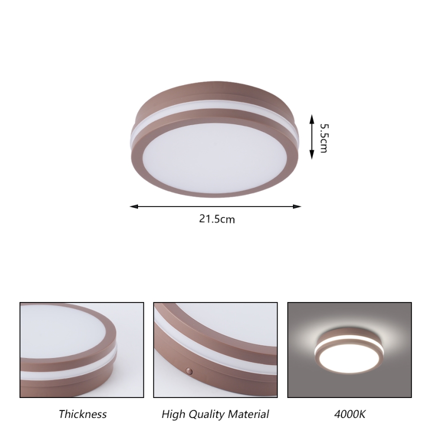 Brilagi - LED Outdoor Ceiling Light with Sensor BENE LED/18W/230V Ø 21.5 cm Brown IP54