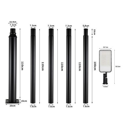 Brilagi - LED Outdoor Street Lamp with 5 m Pole and Swivel Joint URBANLIGHT LED/200W/230V Black IP65