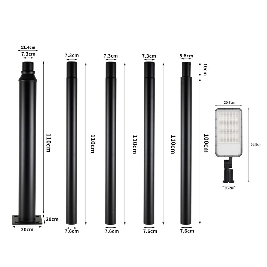 Brilagi - LED Outdoor Street Lamp with 5 m Pole and Swivel Joint URBANLIGHT LED/200W/230V Black IP65