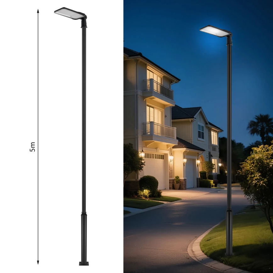 Brilagi - LED Outdoor Street Lamp with 5 m Pole and Swivel Joint URBANLIGHT LED/200W/230V Black IP65