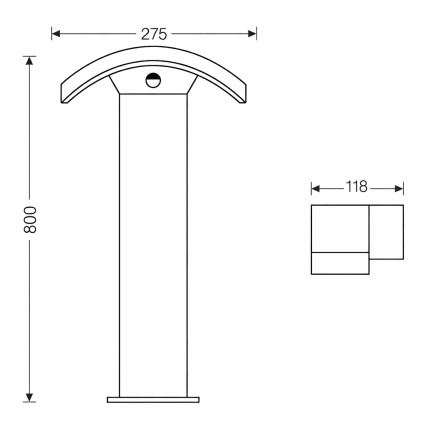 Brilagi - LED Outdoor lamp with a sensor ARCELO LED/9W/230V 80 cm IP54