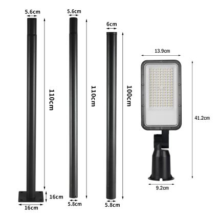 Brilagi - LED Outdoor Streetlight with 3 m Pole and Swivel Joint URBANLIGHT LED/50W/230V Black IP65