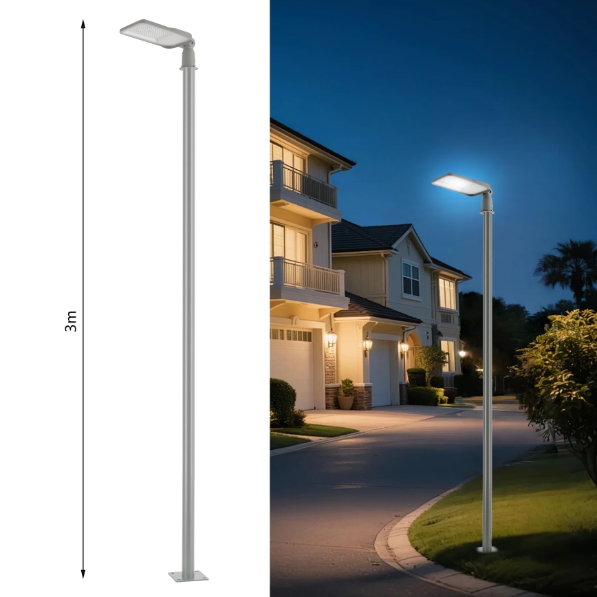 Brilagi - URBANLIGHT LED/100W/230V outdoor street light with 3 m pole and adjustable joint, gray, IP65