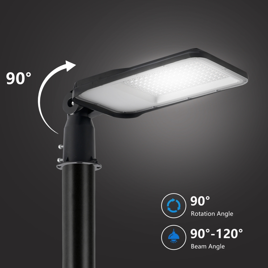 Brilagi - LED Outdoor Streetlight with 3 m Pole and Adjustable Joint URBANLIGHT LED/100W/230V Black IP65