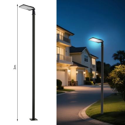 Brilagi - LED Outdoor Streetlight with 3 m Pole and Adjustable Joint URBANLIGHT LED/100W/230V Black IP65