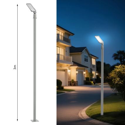 Brilagi - LED URBANLIGHT outdoor street light with 3 m pole and articulated joint LED/50W/230V grey IP65