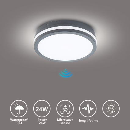 Brilagi - LED Outdoor light with sensor BENE LED/24W/230V d. 26 cm anthracite IP54