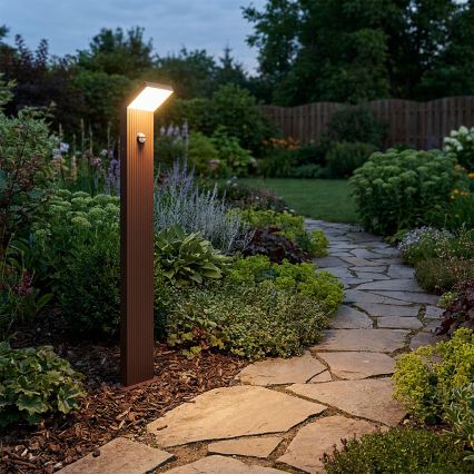 BRILAGI - LED Outdoor Light with Sensor RIANO LED/8W/230V Brown IP65 80 cm
