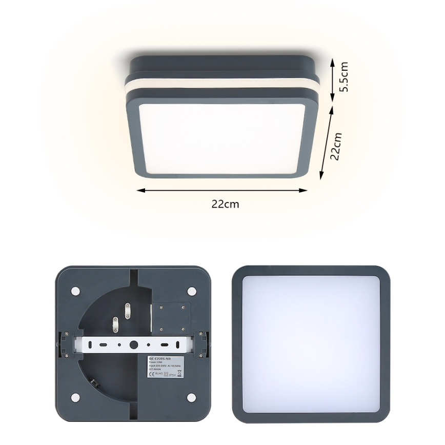 Brilagi - BENE LED Outdoor Light with Sensor LED/18W/230V 22x22 cm Anthracite IP54