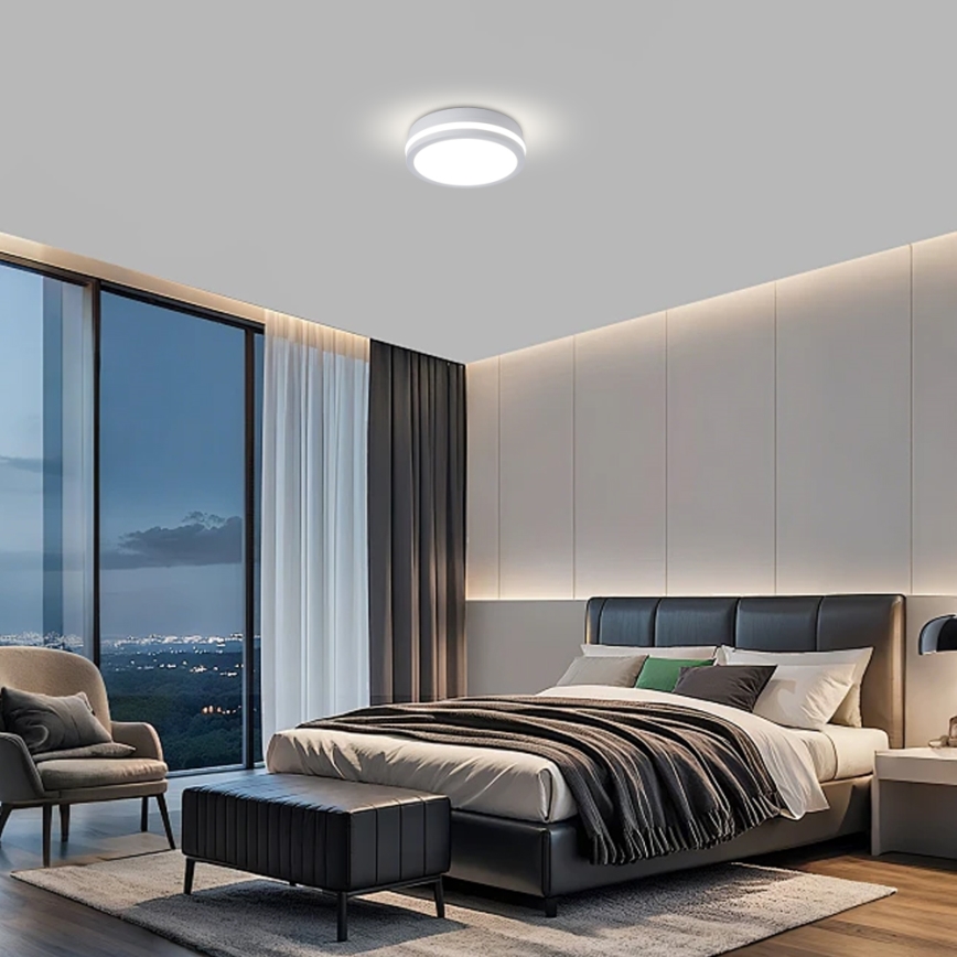 Brilagi - LED outdoor ceiling light with sensor BENE LED/18W/230V, Ø 21.5 cm, white, IP54