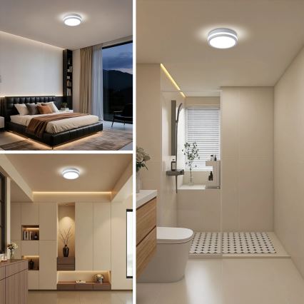 Brilagi - LED outdoor ceiling light with sensor BENE LED/18W/230V, Ø 21.5 cm, white, IP54