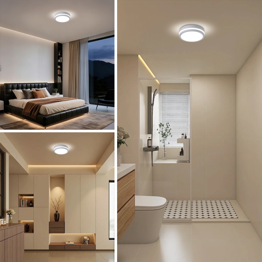 Brilagi - LED outdoor ceiling light with sensor BENE LED/18W/230V, Ø 21.5 cm, white, IP54