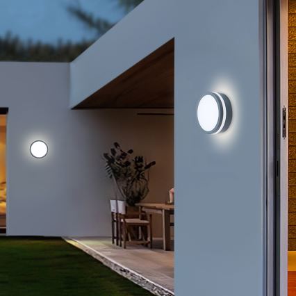 Brilagi - BENE LED/18W/230V Outdoor Light with Sensor, Ø 22 cm, Anthracite, IP54