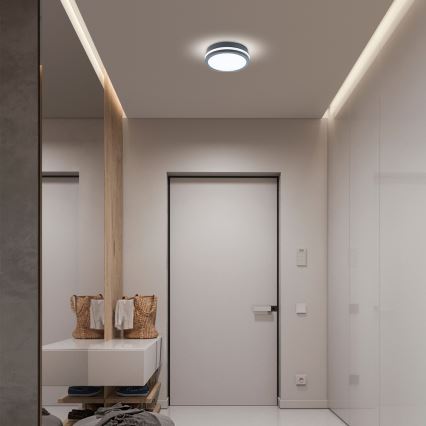 Brilagi - BENE LED/18W/230V Outdoor Light with Sensor, Ø 22 cm, Anthracite, IP54