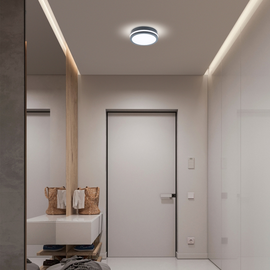Brilagi - BENE LED/18W/230V Outdoor Light with Sensor, Ø 22 cm, Anthracite, IP54