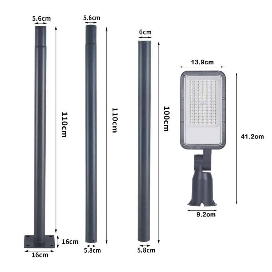 Brilagi - URBANLIGHT LED Outdoor Street Lamp with 3 m Post and Swivel Joint, LED/50W/230V, Anthracite, IP65