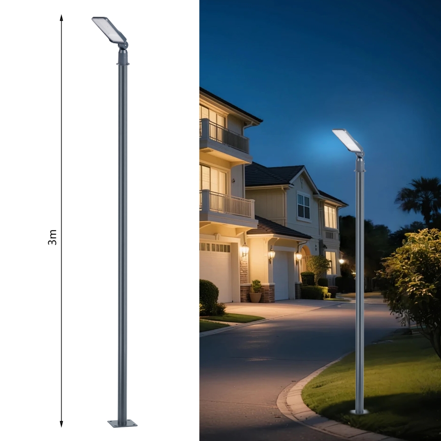 Brilagi - URBANLIGHT LED Outdoor Street Lamp with 3 m Post and Swivel Joint, LED/50W/230V, Anthracite, IP65