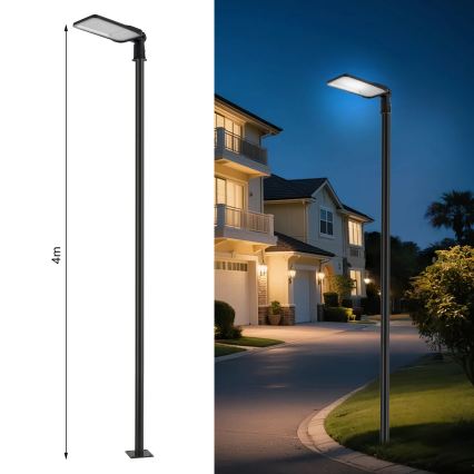 Brilagi - LED Outdoor Street Lamp with 4 m Pole and Articulated Joint URBANLIGHT LED/200W/230V Black IP65