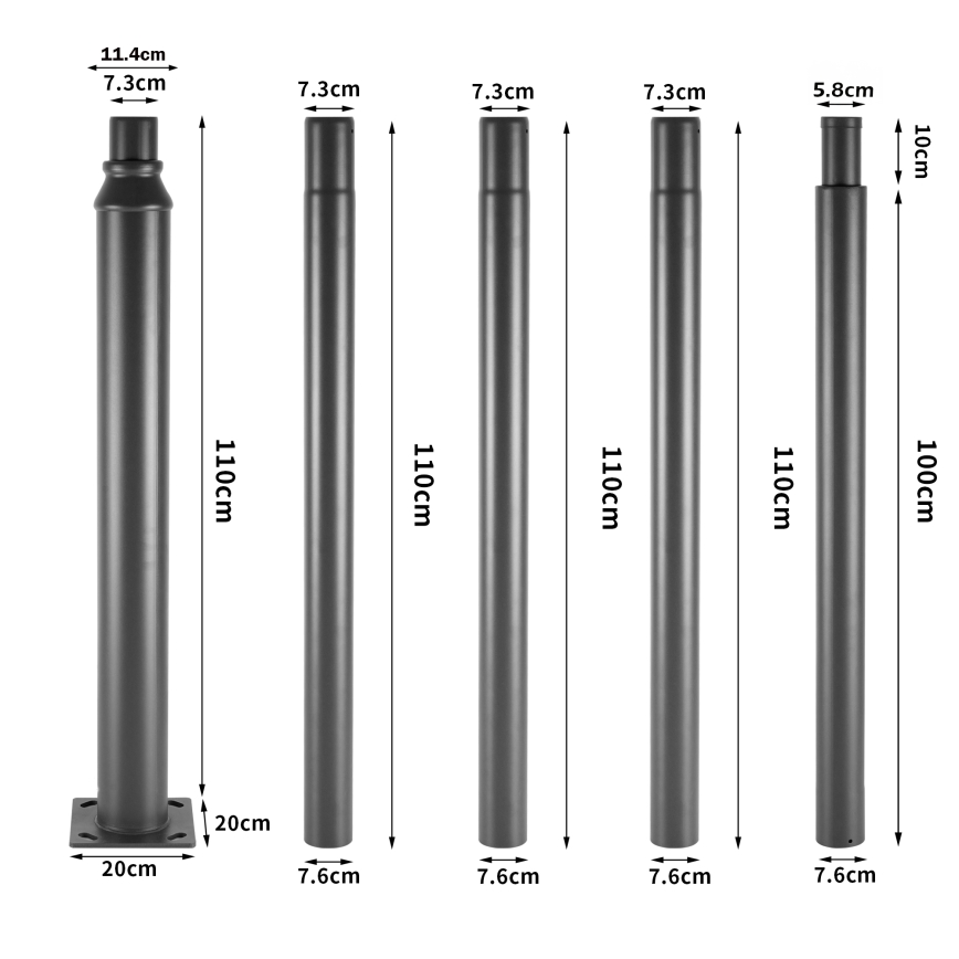 Brilagi - URBANSPARK 120W LED Outdoor Street Light with 5 m Post, 230V, Anthracite, IP65