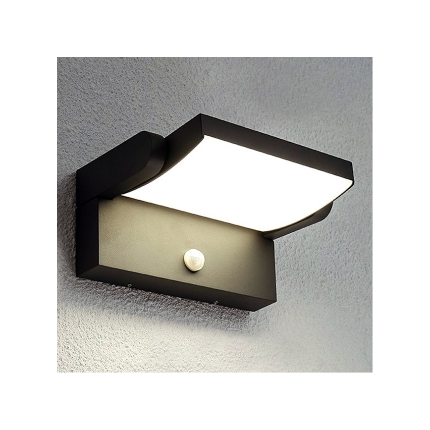 BRILAGI - LED outdoor wall light with motion and dusk sensor ANKLE LED/12W/230V IP65 black