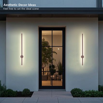 Brilagi - LED Outdoor Wall Light AURA LED/12W/230V 3000K IP54 65 cm brown CRI 90