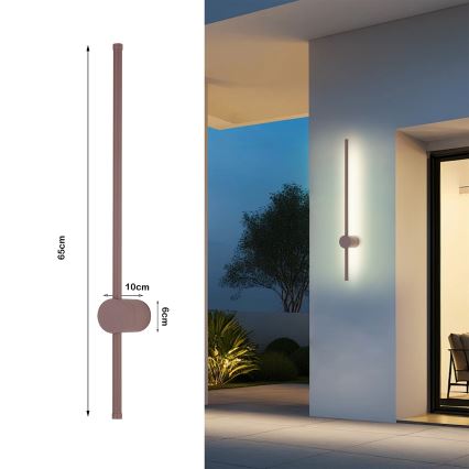 Brilagi - LED Outdoor Wall Light AURA LED/12W/230V 3000K IP54 65 cm brown CRI 90