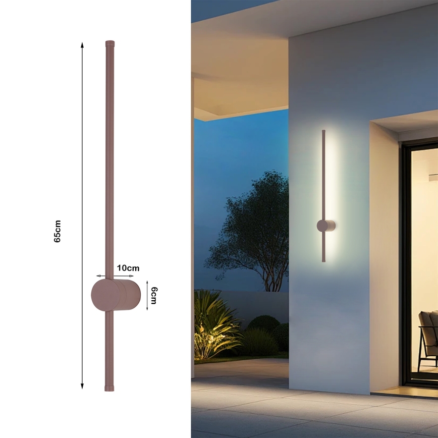 Brilagi - LED Outdoor Wall Light AURA LED/12W/230V 3000K IP54 65 cm brown CRI 90