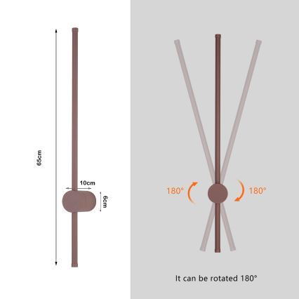 Brilagi - LED Outdoor Wall Light AURA LED/12W/230V 3000K IP54 65 cm brown CRI 90