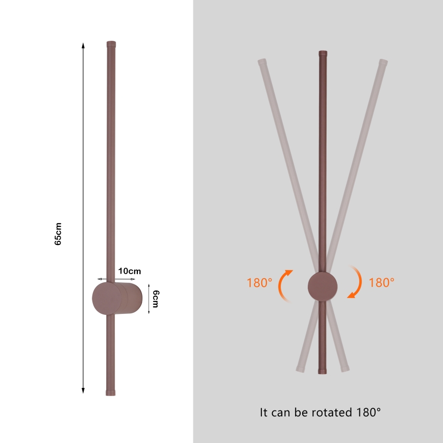 Brilagi - LED Outdoor Wall Light AURA LED/12W/230V 3000K IP54 65 cm brown CRI 90