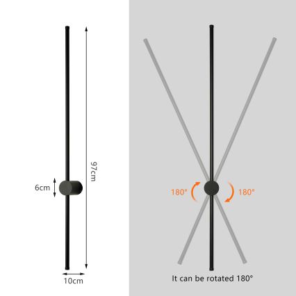 Brilagi - AURA LED Outdoor Wall Light LED/20W/230V 3000K IP54 97 cm black