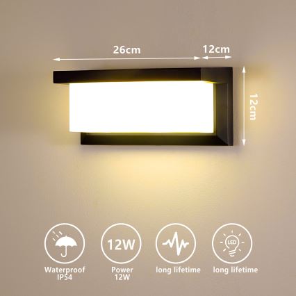 Brilagi - LED Outdoor wall light BRICKY LED/12W/230V black IP54