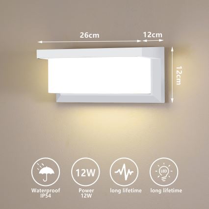 Brilagi - LED Outdoor wall light BRICKY LED/12W/230V white IP54