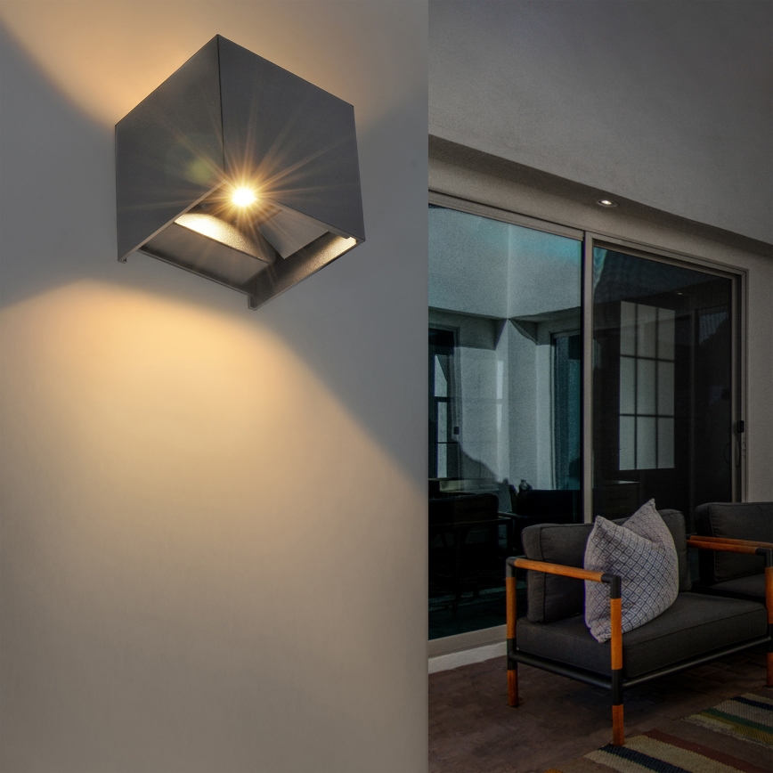 Brilagi - LED Outdoor wall light CUBE LED/6W/230V anthracite IP54