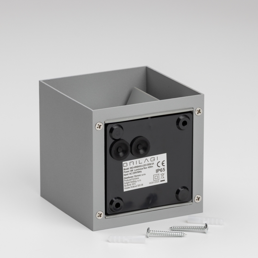 Brilagi - LED Outdoor wall light CUBE LED/6W/230V grey IP54