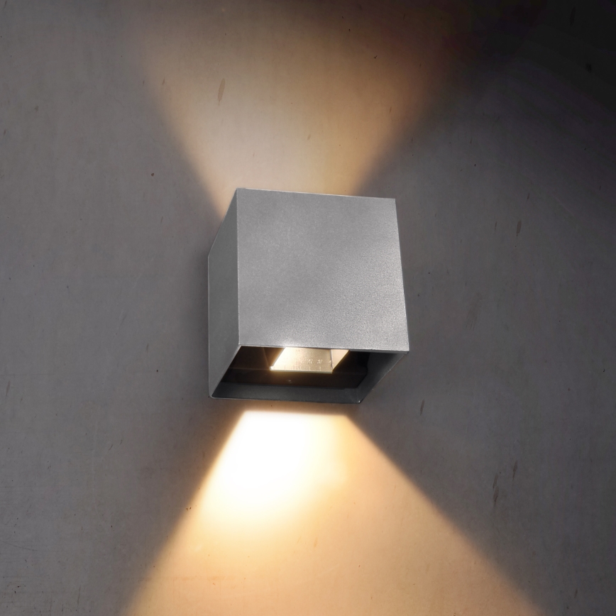 Brilagi - LED Outdoor wall light CUBE LED/6W/230V grey IP54