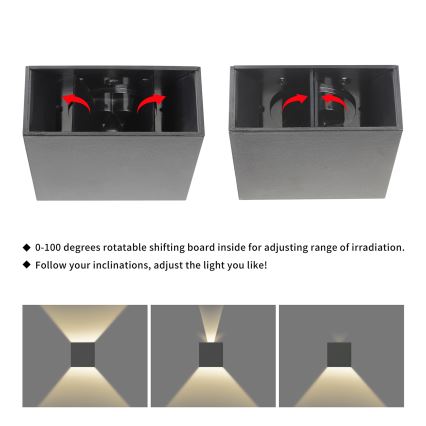 Brilagi - LED Outdoor Wall Light DOUBLERAY LED/4W/230V Anthracite IP65