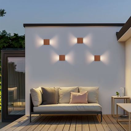 Brilagi - LED Outdoor Wall Light DOUBLERAY LED/6W/230V wood-effect finish IP54