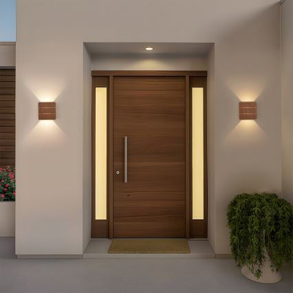 Brilagi - LED Outdoor Wall Light DOUBLERAY LINE LED/6W/230V, wood finish, IP54