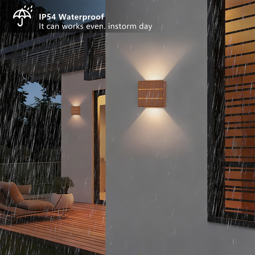 Brilagi - LED Outdoor Wall Light DOUBLERAY LINE LED/6W/230V, wood finish, IP54