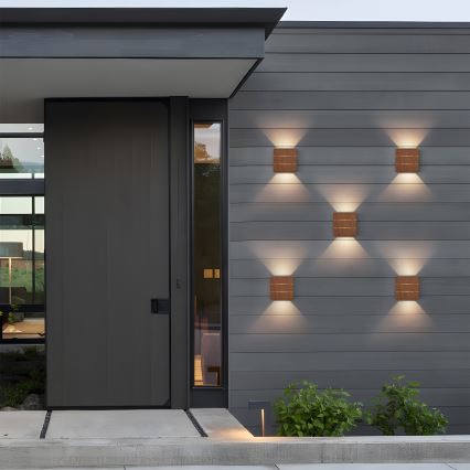 Brilagi - LED Outdoor Wall Light DOUBLERAY LINE LED/6W/230V, wood finish, IP54