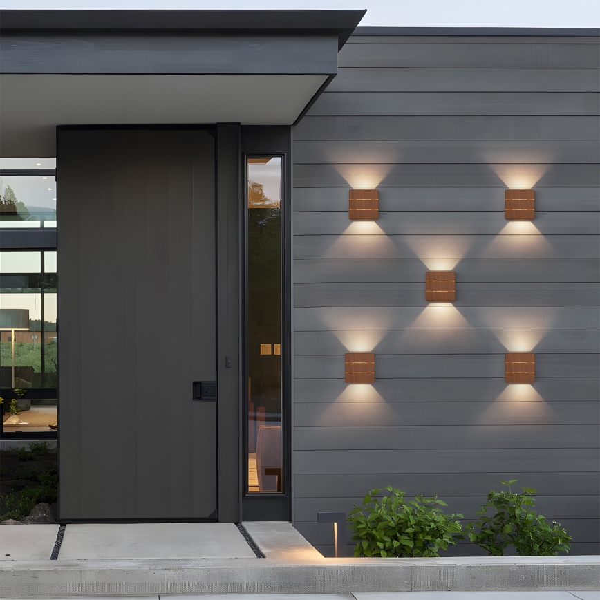 Brilagi - LED Outdoor Wall Light DOUBLERAY LINE LED/6W/230V, wood finish, IP54