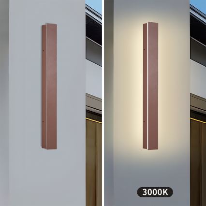 Brilagi - LINEAR LED Outdoor Wall Light LED/12W/230V 3000K IP65 50 cm brown CRI 90