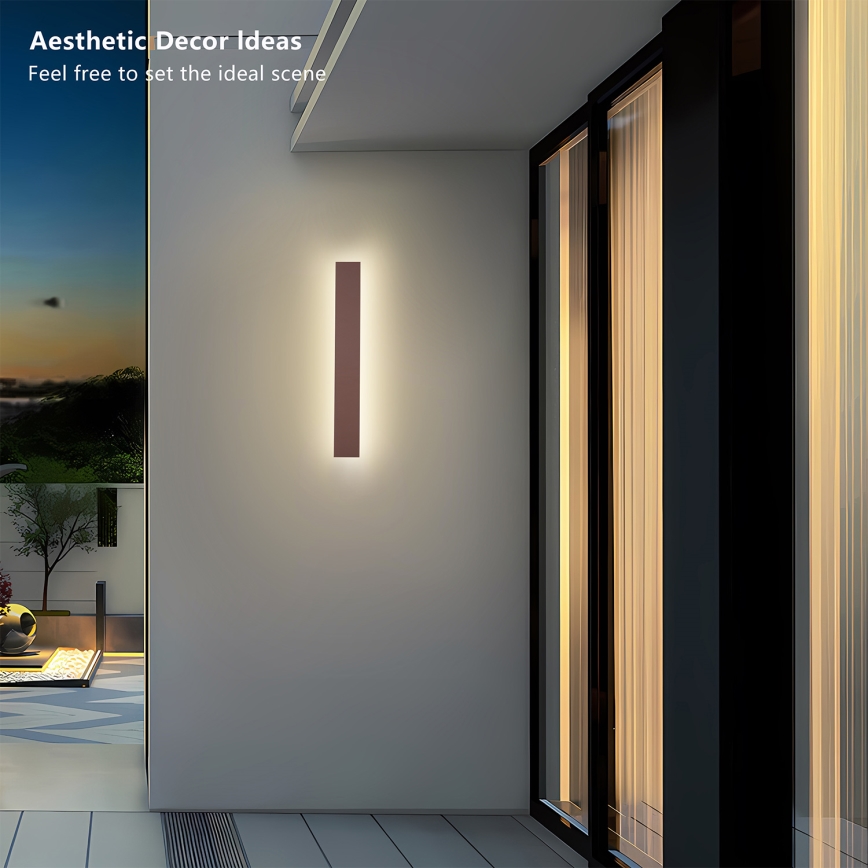 Brilagi - LINEAR LED Outdoor Wall Light LED/12W/230V 3000K IP65 50 cm brown CRI 90