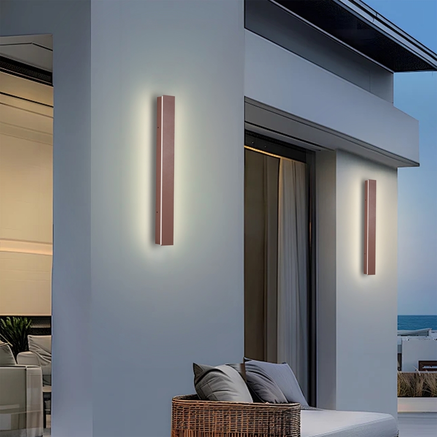 Brilagi - LINEAR LED Outdoor Wall Light LED/12W/230V 3000K IP65 50 cm brown CRI 90