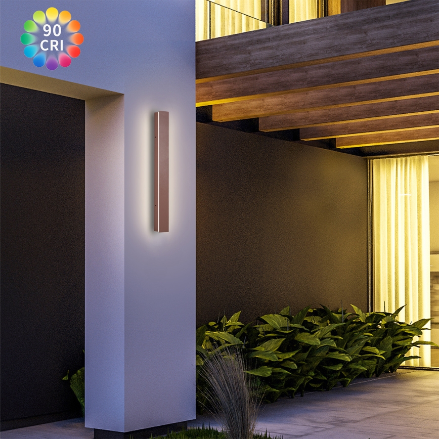 Brilagi - LINEAR LED Outdoor Wall Light LED/12W/230V 3000K IP65 50 cm brown CRI 90