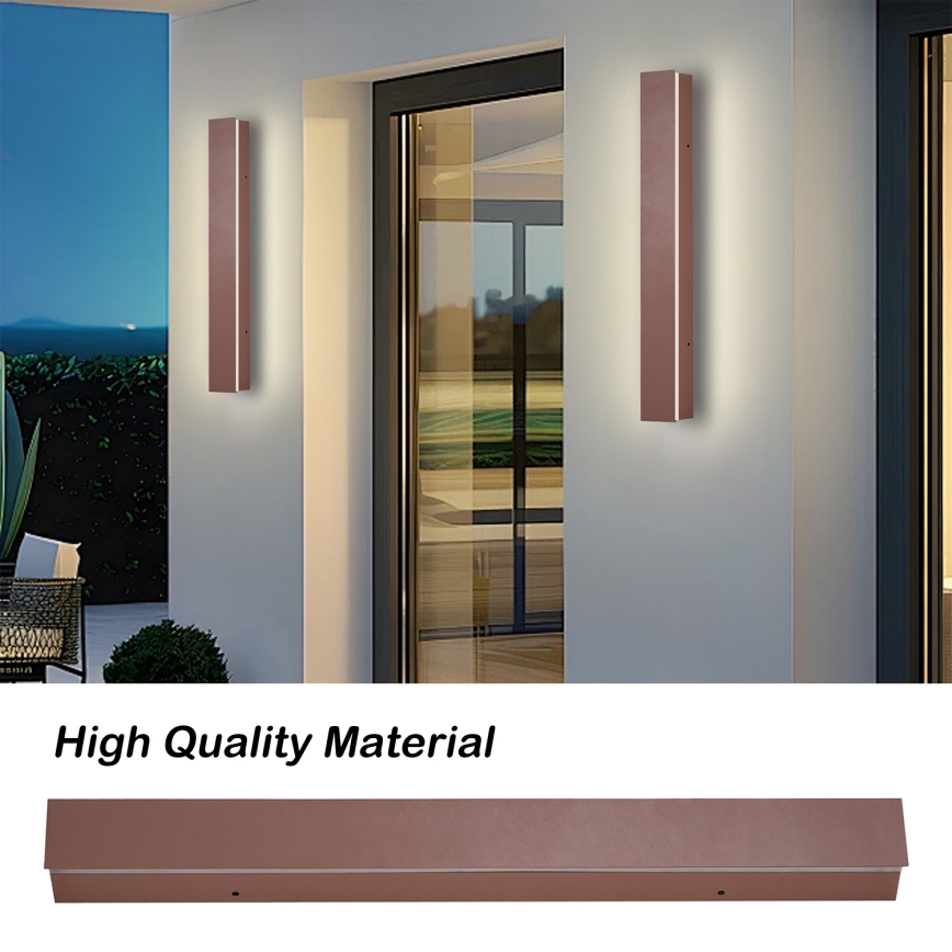 Brilagi - LINEAR LED Outdoor Wall Light LED/12W/230V 3000K IP65 50 cm brown CRI 90