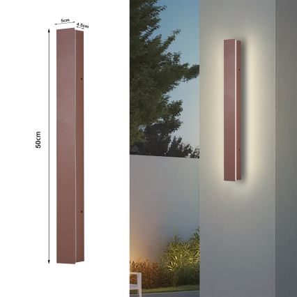 Brilagi - LINEAR LED Outdoor Wall Light LED/12W/230V 3000K IP65 50 cm brown CRI 90