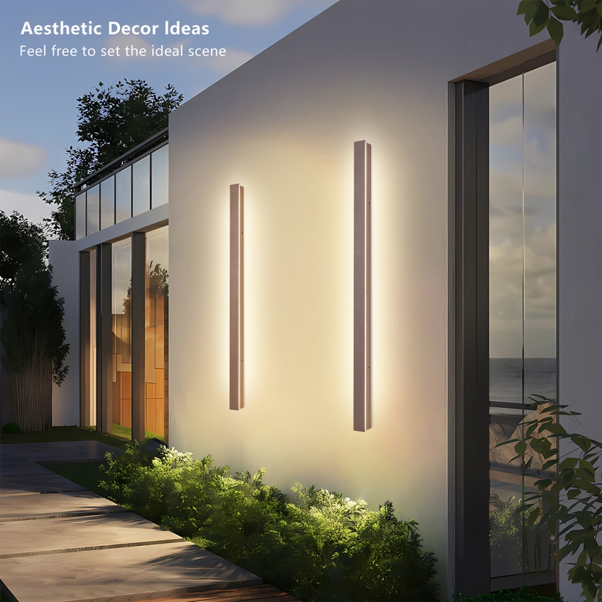 Brilagi - LED Outdoor Wall Light LINEAR LED/22W/230V 3000K IP65 100 cm Brown CRI 90