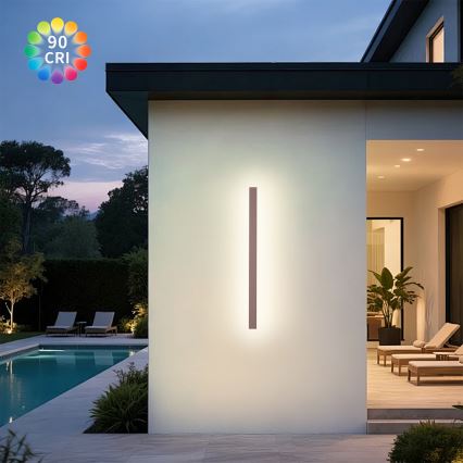 Brilagi - LED Outdoor Wall Light LINEAR LED/22W/230V 3000K IP65 100 cm Brown CRI 90